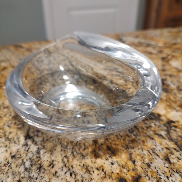 VTG Signed Val St. Lambert France Wave Crystal Clear Ashtray Trinket Dish - Picture 6 of 15